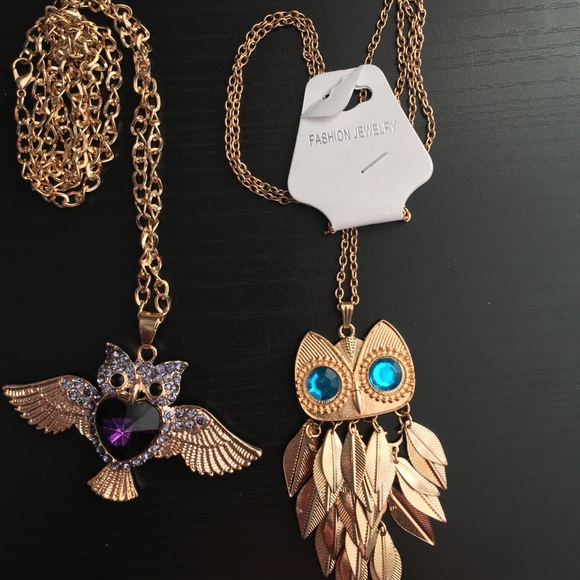 Jewelry - 2 gold owl necklaces